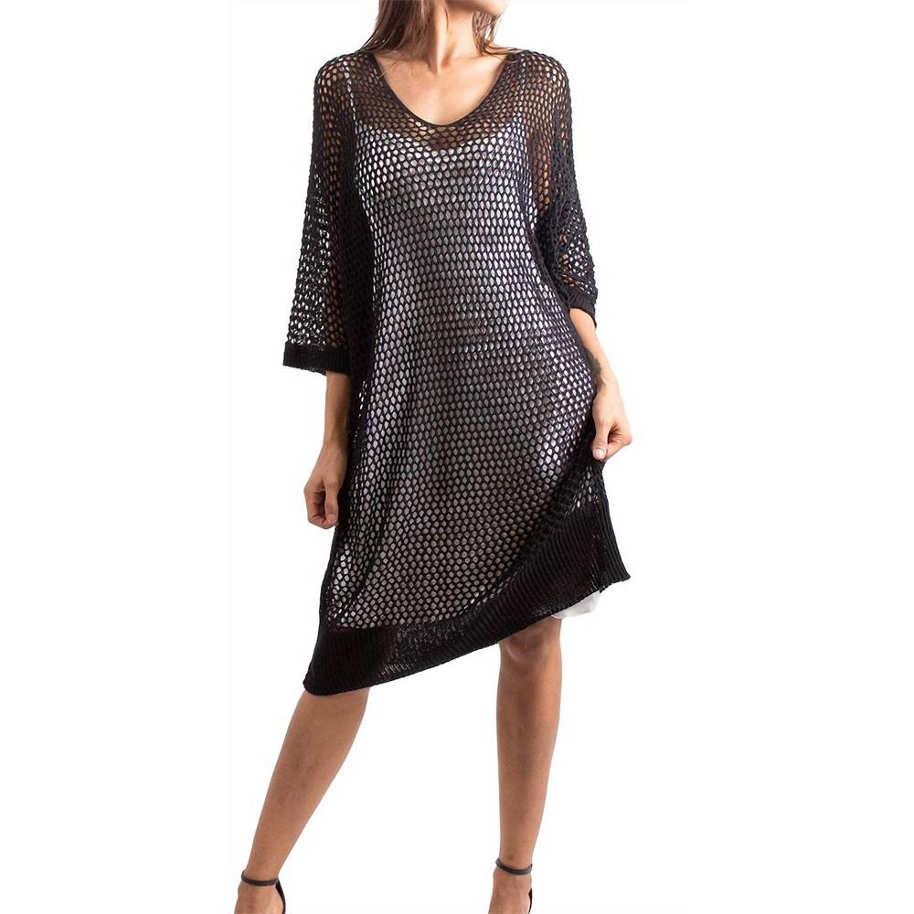 NEW GIGI MODA ginavra knit mesh dress cover up in black
